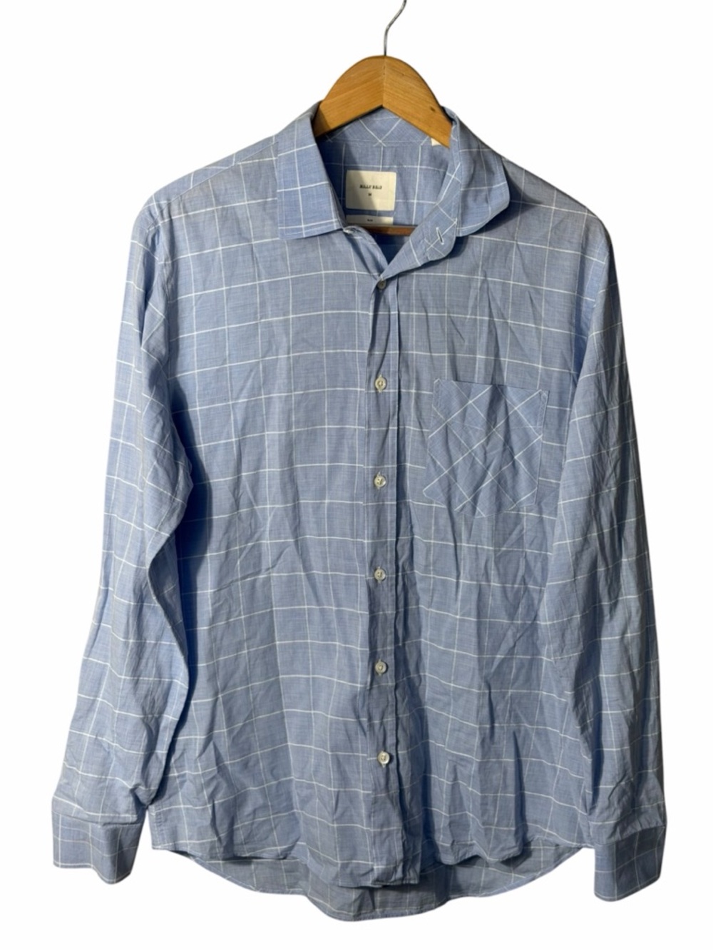 Billy Reid Hutcheson plaid button-up sport shirt in blue Size Medium
